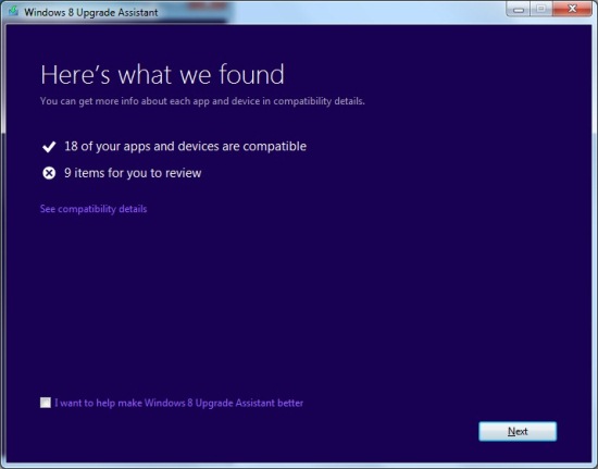 Check compatibility result