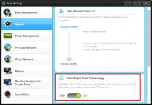 Samsung Series 9 Easy Settings General