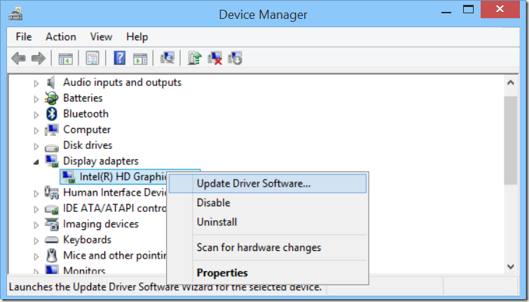 Select Browse my computer for driver software and select folder where the extracted version of Intel HD Graphics 4000 located.